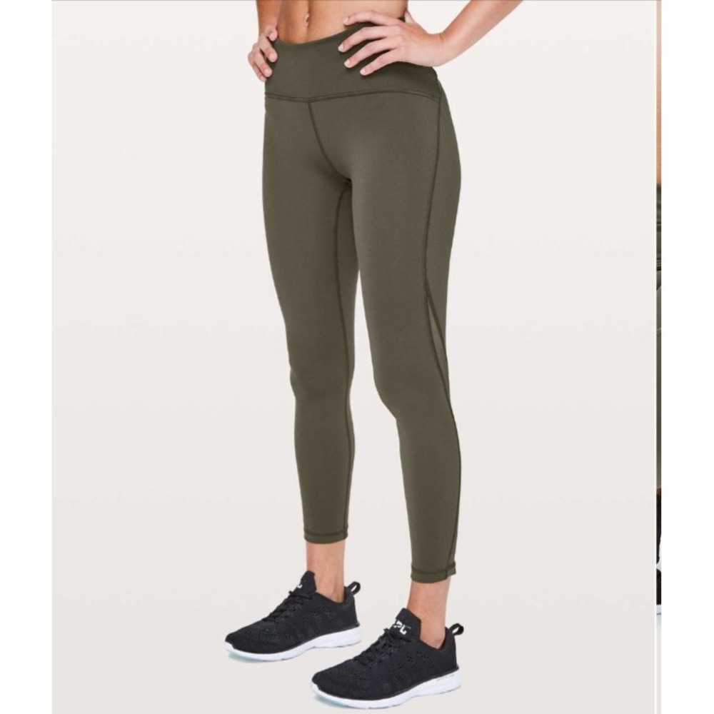 Lululemon  Wunder Train High-Rise Tight 28" Dark Olive‎ EUC W5BJOS 4